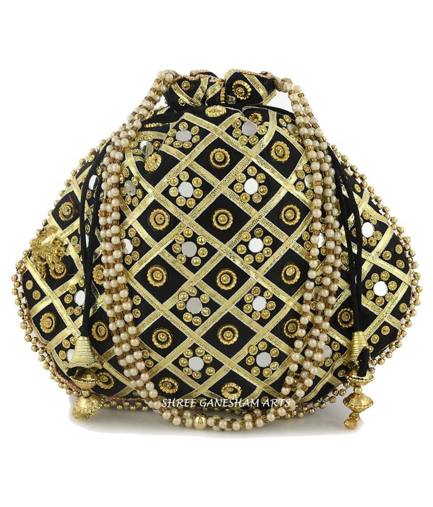 Bulbul Black Silk Potli - Handbags | Buy online on ZillyBuy