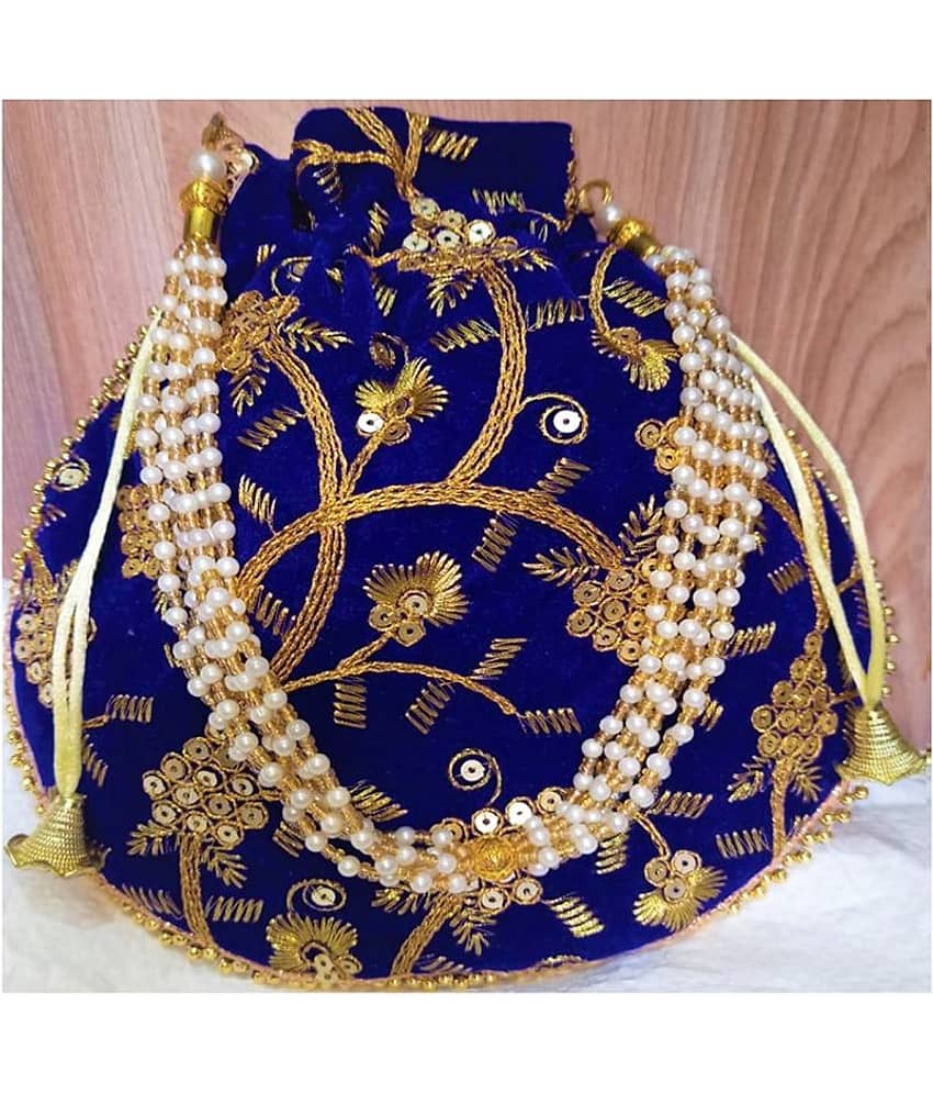 Bulbul Blue Silk Potli - Handbags | Buy online on ZillyBuy