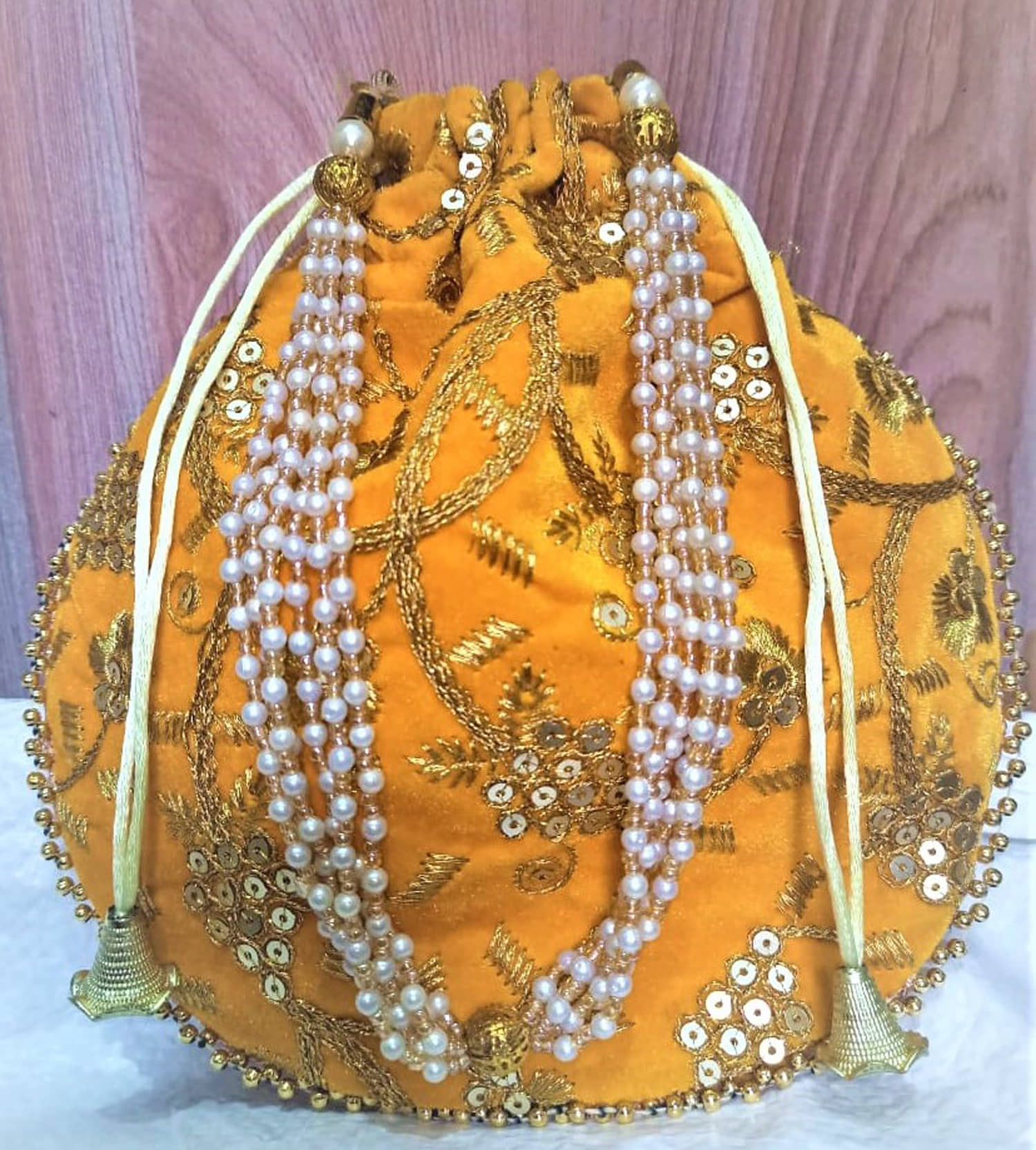 Bulbul Yellow Silk Potli - Handbags | Buy online on ZillyBuy