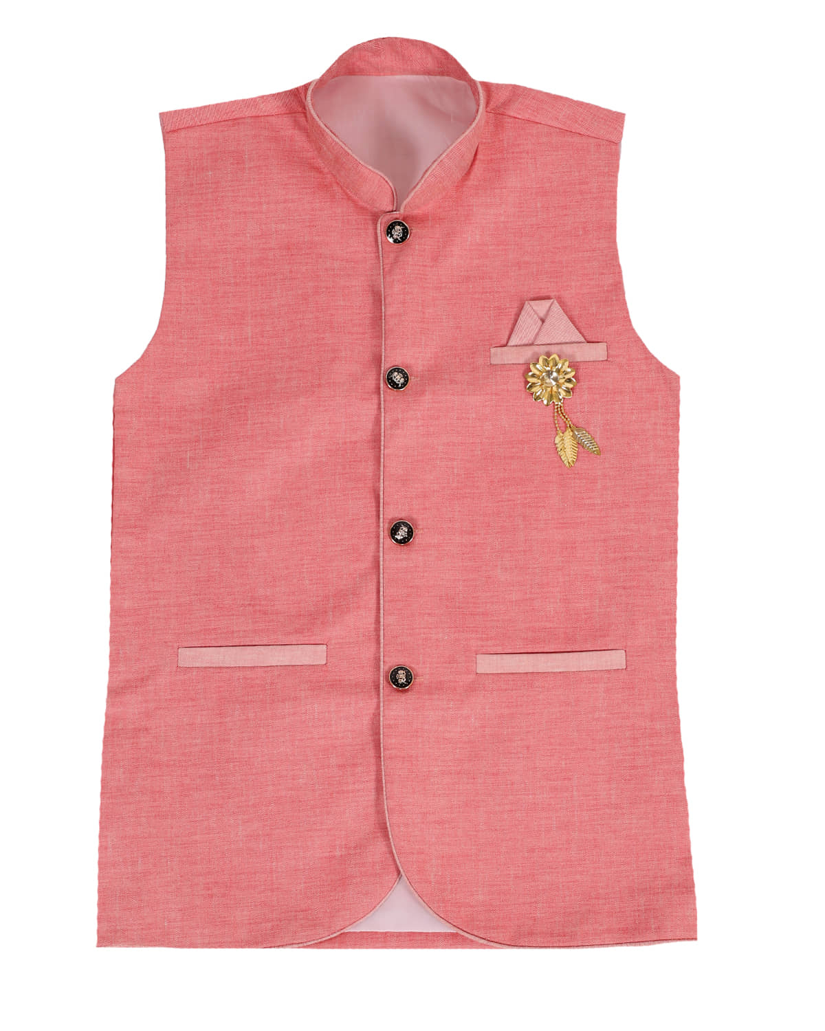 Fourfolds Boys Cotton Blend Waistcoat ( Pack of 1 , Pink )