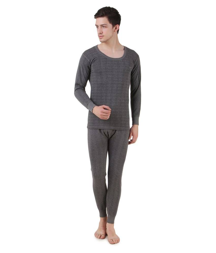     			Hap Kings Pack of 1 Cotton Blend Thermal Sets For Men's ( Grey )
