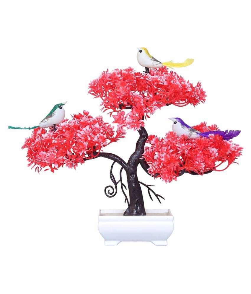 MODO Artificial Tree With Sparrow Red Artificial Tree Plastic - Pack of 1 MODO Artificial Tree With Sparrow Red Artificial Tree Plastic - Pack of 1