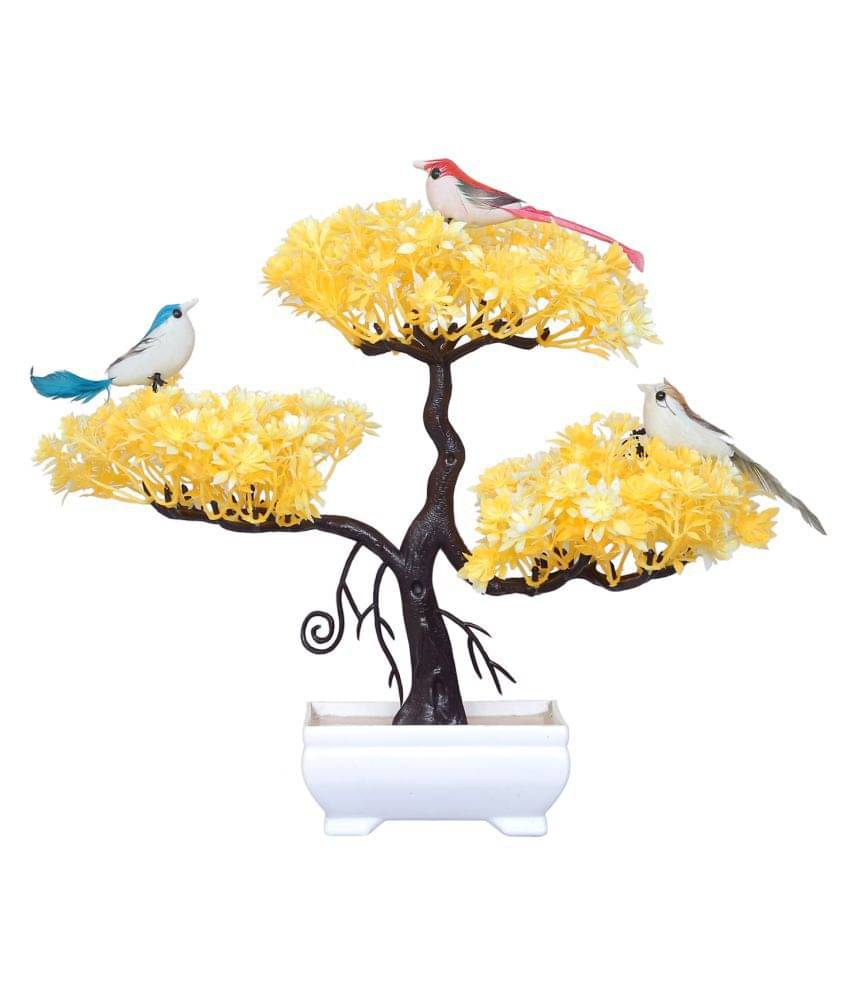 MODO Artificial Tree With Sparrow Yellow Artificial Tree Plastic - Pack of 1 MODO Artificial Tree With Sparrow Yellow Artificial Tree Plastic - Pack of 1