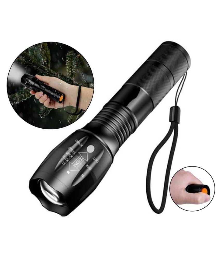     			RSA Rechargeable Ultra Bright 700mtr 5 Modes LED Flashlight Waterproof LED Torch 15W Flashlight Torch Zoom able torch - Pack of 1
