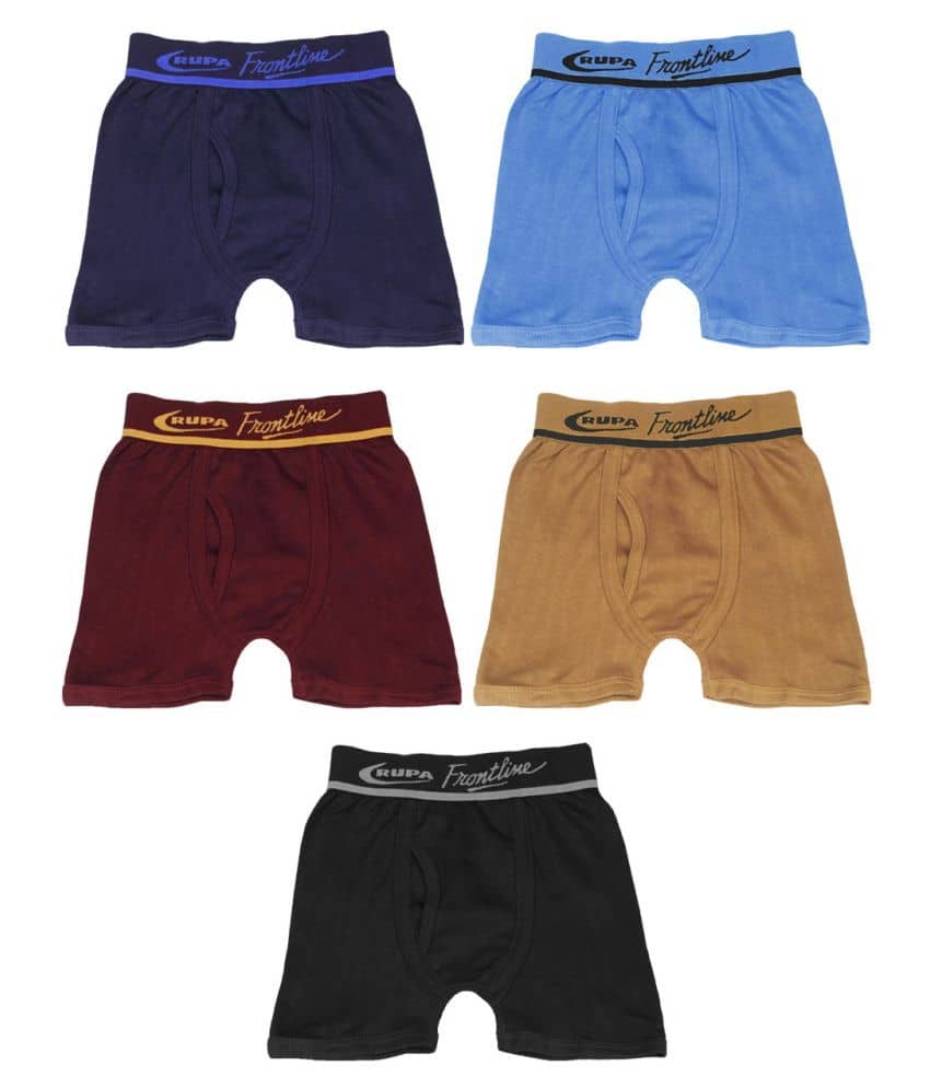 Rupa Frontline Hunk Cotton Multicolour Outer Elastic Drawers/Underwear for Kids/Boys - Pack of 5 - Nightwear & Loungewear | Buy online on ZillyBuy