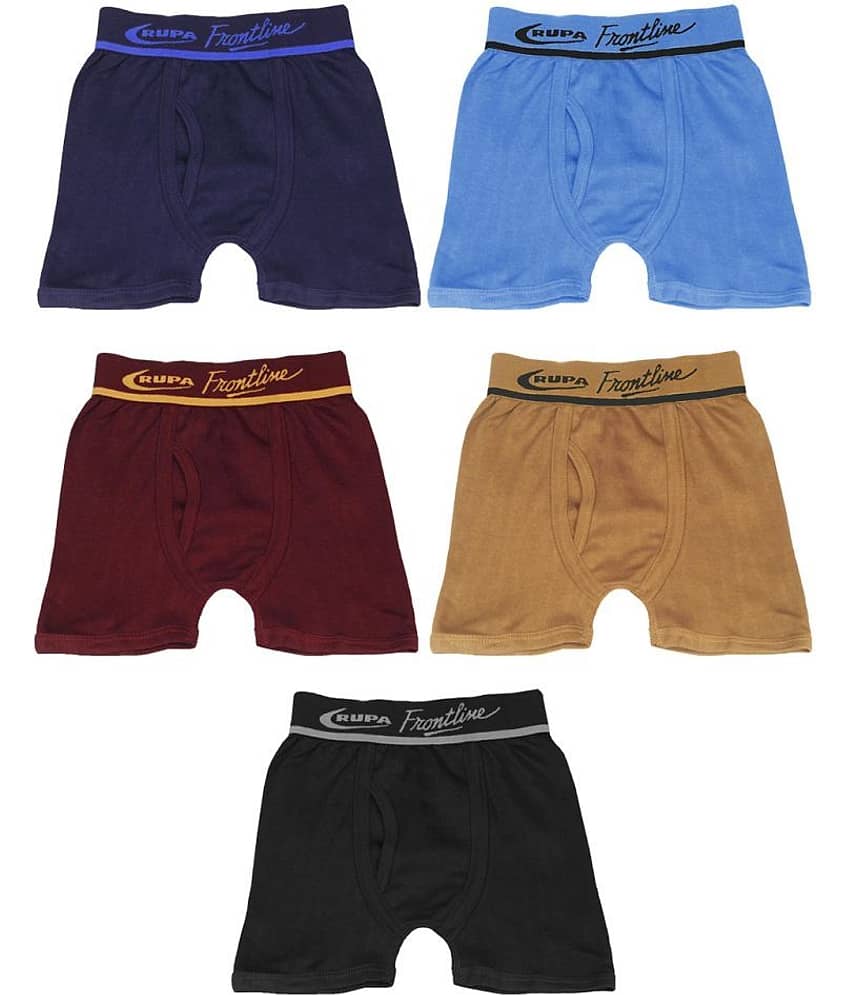 Rupa Frontline Hunk Cotton Multicolour Outer Elastic Drawers/Underwear for Kids/Boys - Pack of 5 - Nightwear & Loungewear | Buy online on ZillyBuy