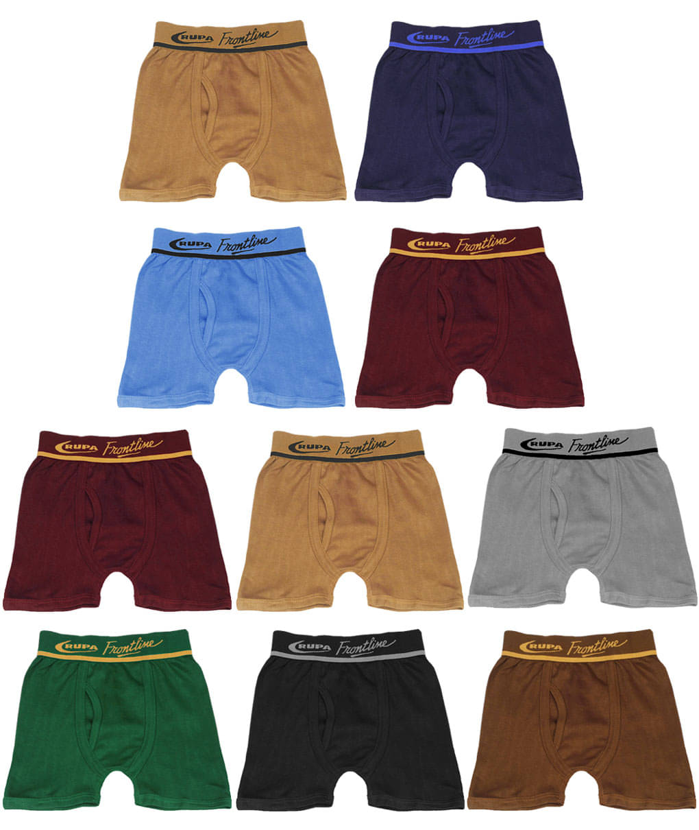 Rupa Frontline Hunk Cotton Multicolour Outer Elastic Drawers/Underwear for Kids/Boys - Pack of 10 Rupa Frontline Hunk Cotton Multicolour Outer Elastic Drawers/Underwear for Kids/Boys - Pack of 10