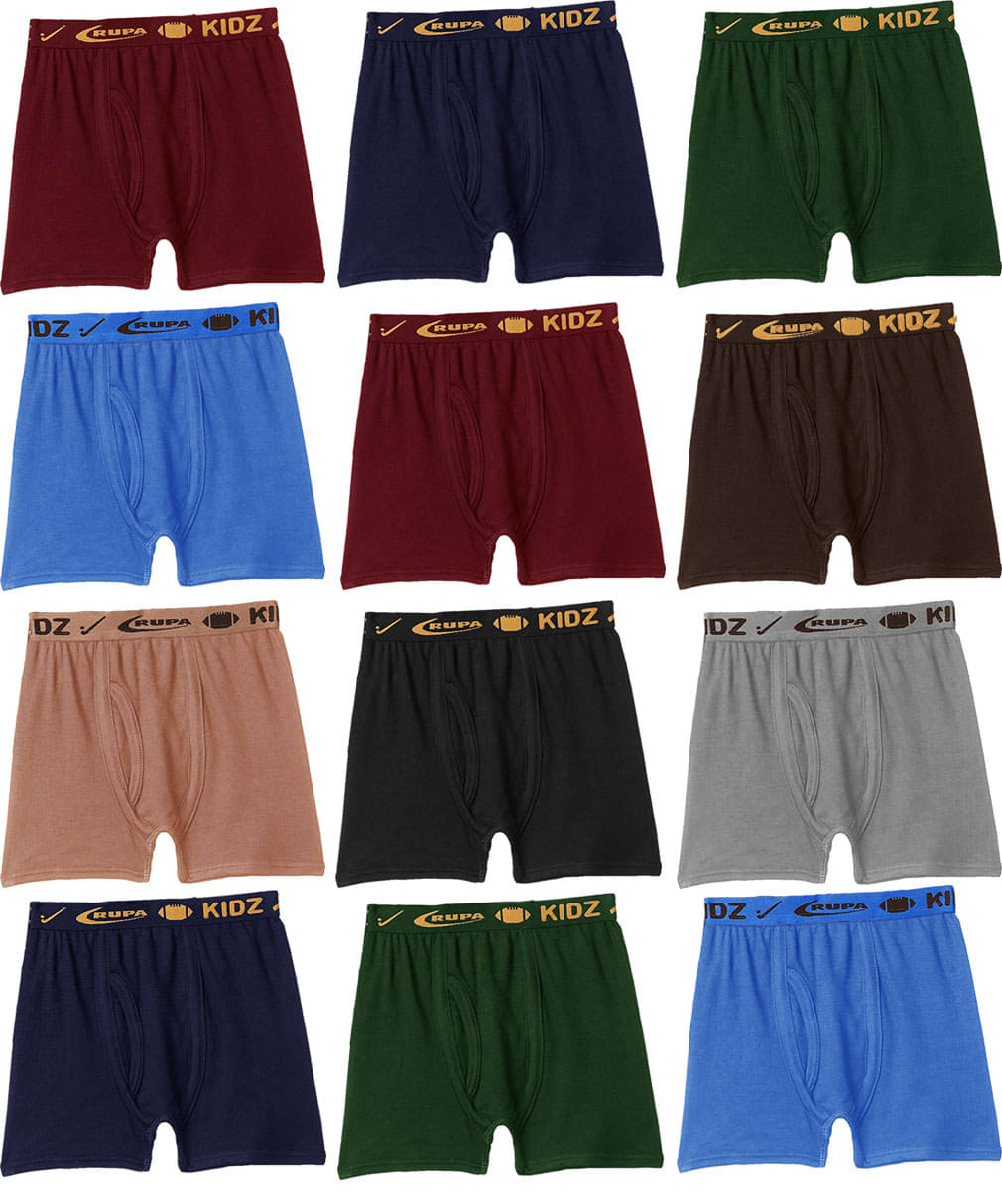 Rupa Frontline Interlock Cotton Multicolour Outer Elastic Drawers/Underwear for Kids/Boys - Pack of 12 Rupa Frontline Interlock Cotton Multicolour Outer Elastic Drawers/Underwear for Kids/Boys - Pack of 12