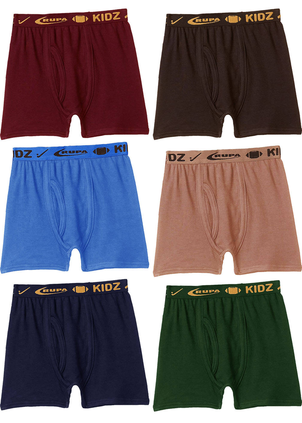     			Rupa Frontline Interlock Cotton Multicolour Outer Elastic Drawers/Underwear for Kids/Boys - Pack of 6