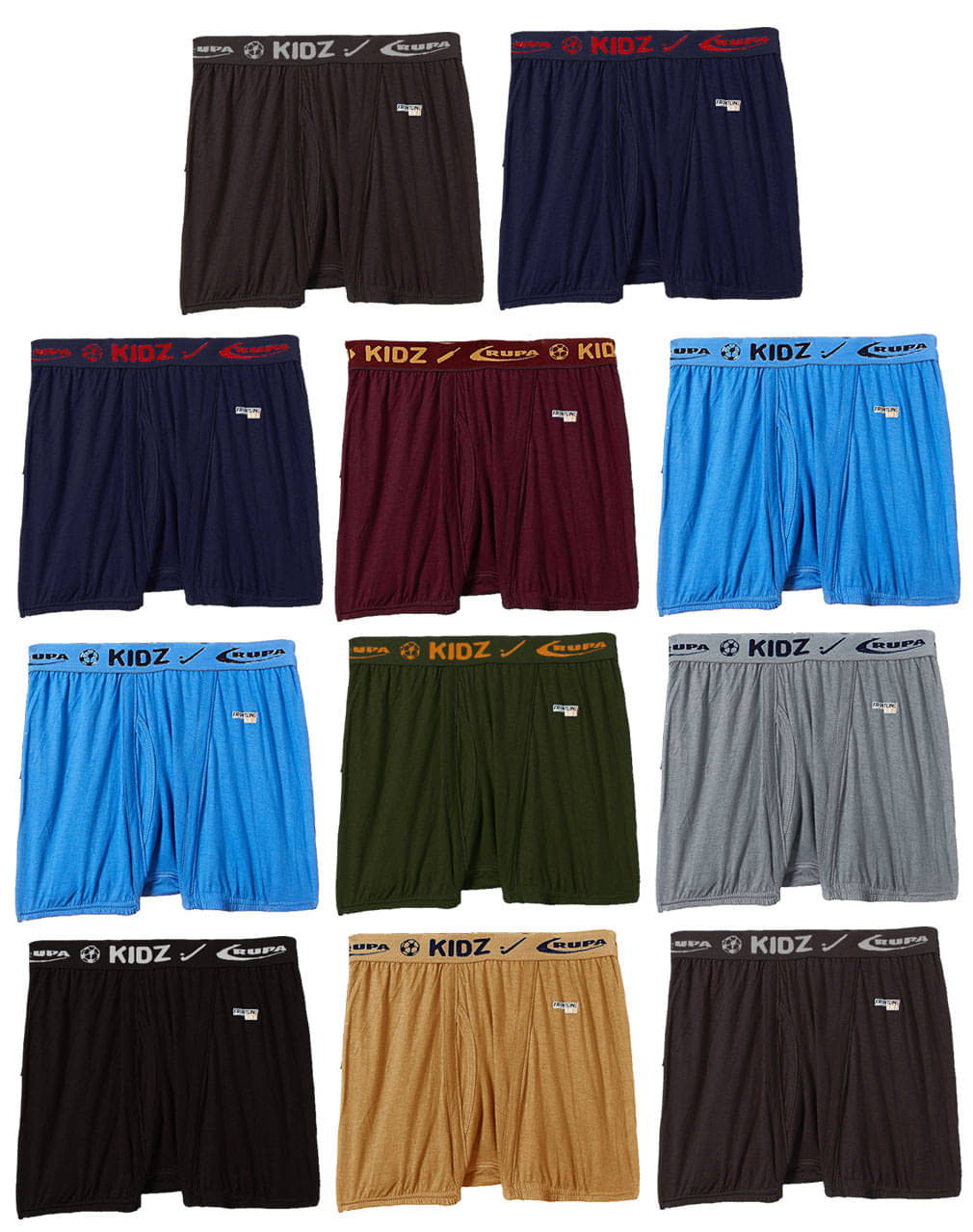 Rupa Frontline Macro Cotton Multicolour Outer Elastic Drawers/Underwear for Kids/Boys - Pack of 11 Rupa Frontline Macro Cotton Multicolour Outer Elastic Drawers/Underwear for Kids/Boys - Pack of 11