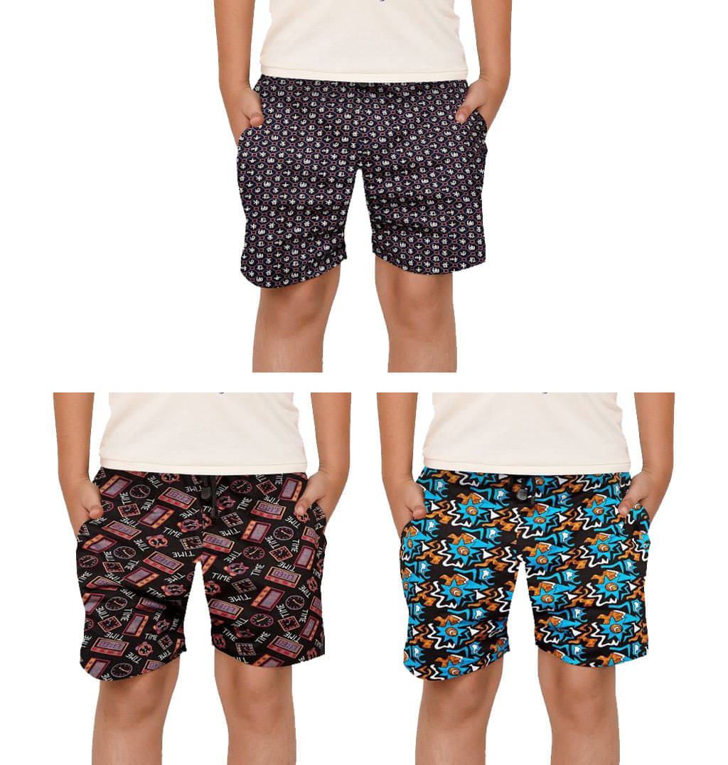     			Rupa Frontline Ninja Cotton Printed Multicolour Pocket Boxer Outer Wear for Kids/Boys - Pack of 3