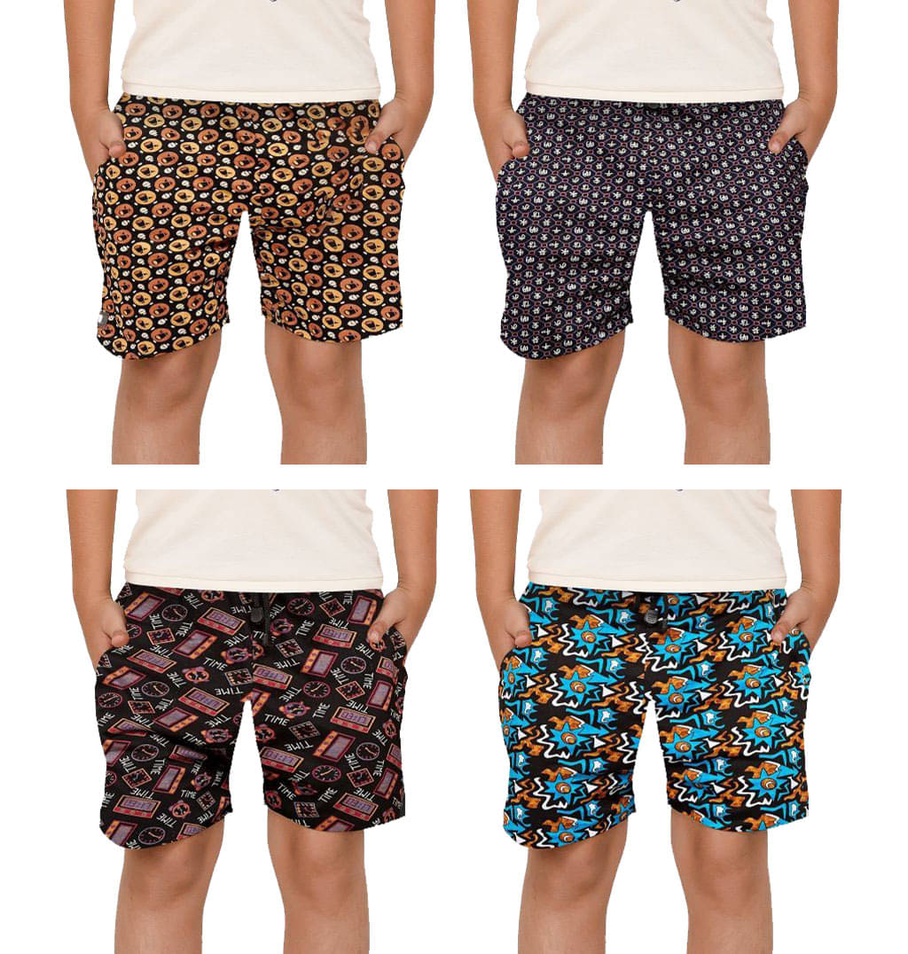     			Rupa Frontline Ninja Cotton Printed Multicolour Pocket Boxer Outer Wear for Kids/Boys - Pack of 4