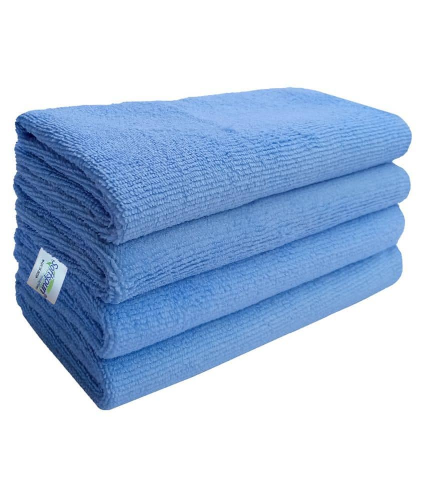 SOFTSPUN Microfiber Cleaning Cloths, 2pcs 40x40cms 340GSM Sky Blue! Highly Absorbent, Lint and Streak Free, Multi -Purpose Wash Cloth for Kitchen, Car, Window, Stainless Steel, silverware.