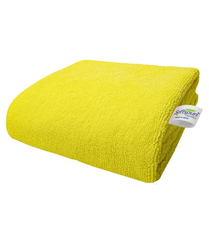 SOFTSPUN - Yellow Microfibre Solid Bath Towel (Pack of 1) - Towels | Buy online on ZillyBuy