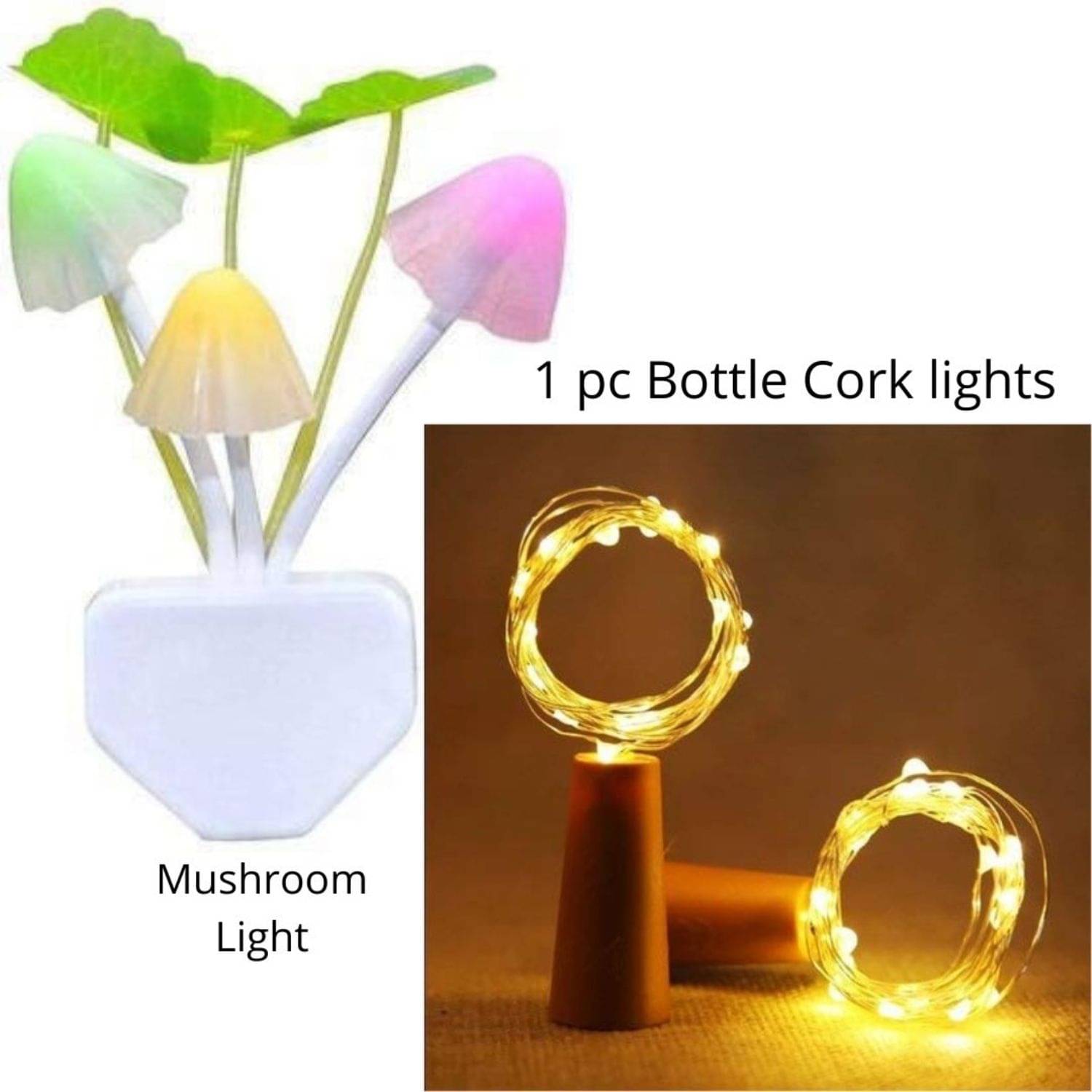 thriftkart Mushroom LIGHT AND 2Mtr Bottle Cork String Lights thriftkart Mushroom LIGHT AND 2Mtr Bottle Cork String Lights