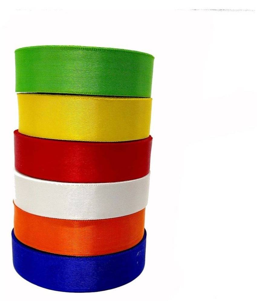     			PRANSUNITA 6 Roll Double Face Satin Ribbon ,1 inch Wide, 18 Yard Each Length for Wedding, Party Decoration, DIY Hair Accessories, Sewing, Gift Wrapping, Invitation Embellishments Brand: PRANSUNITA