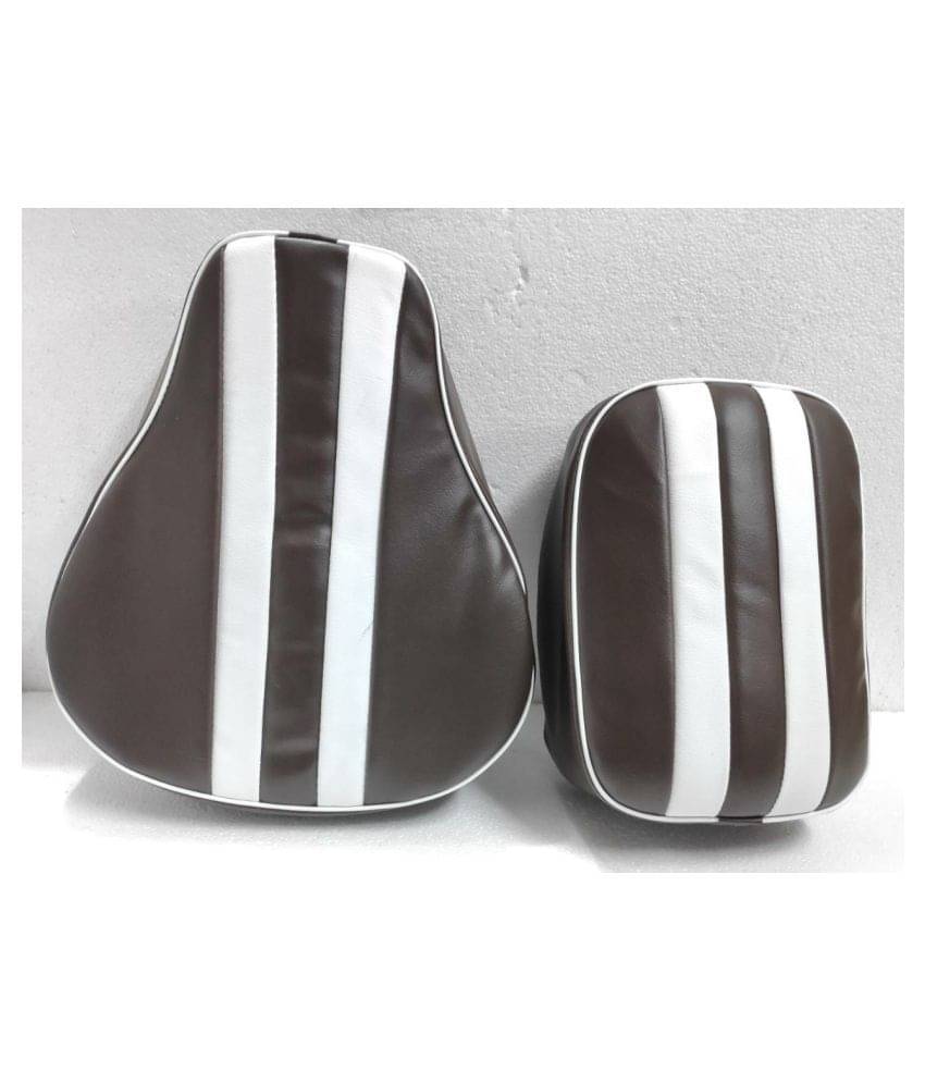     			PURE BIKING Seat Cover Fancy Brown & White Double Patti For Royal Enfield Classic , Classic Chrome , Classic Desert