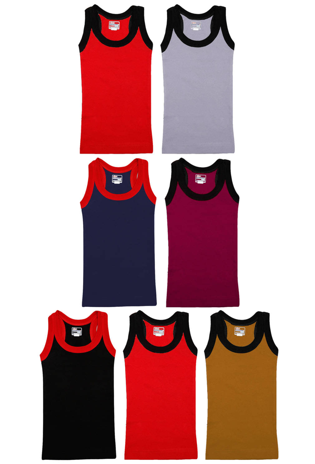     			Rupa Frontline Cotton Multicolor Sleeveless Vests for Kids/Boys - Pack of 7
