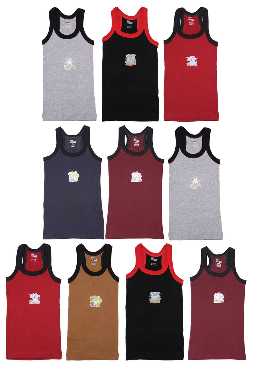     			Rupa Frontline Cotton Multicolor Sleeveless Vests for Kids/Boys - Pack of 10