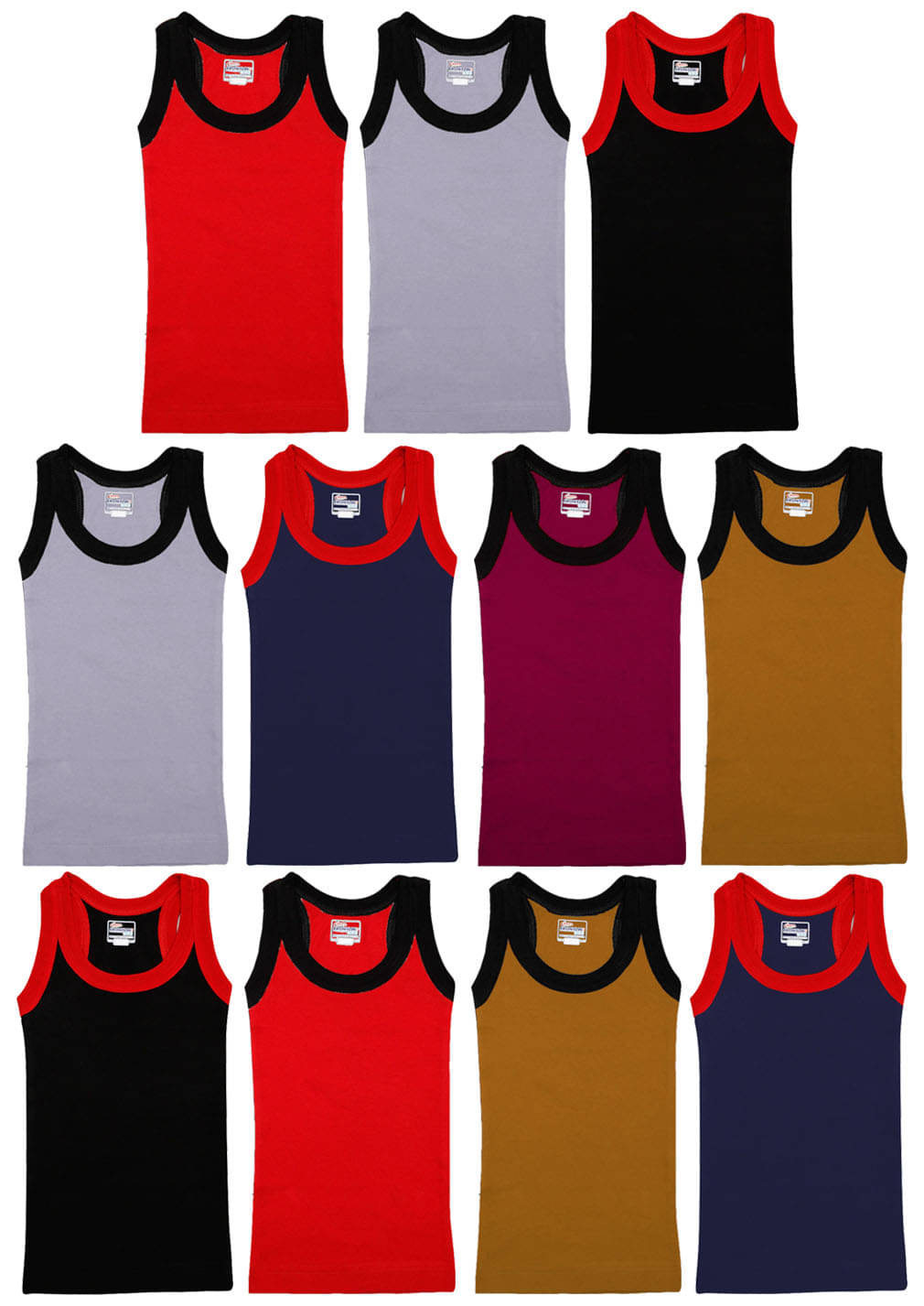     			Rupa Frontline Cotton Multicolor Sleeveless Vests for Kids/Boys - Pack of 11