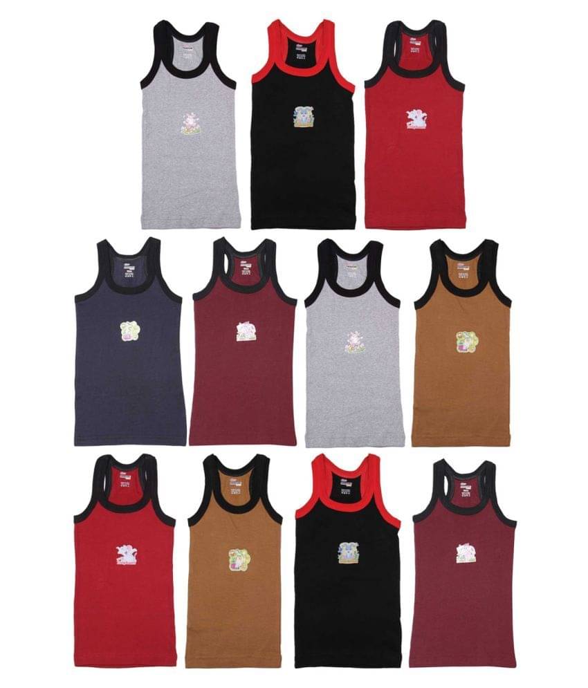 Rupa Frontline Cotton Multicolor Sleeveless Vests for Kids/Boys - Pack of 11 Rupa Frontline Cotton Multicolor Sleeveless Vests for Kids/Boys - Pack of 11
