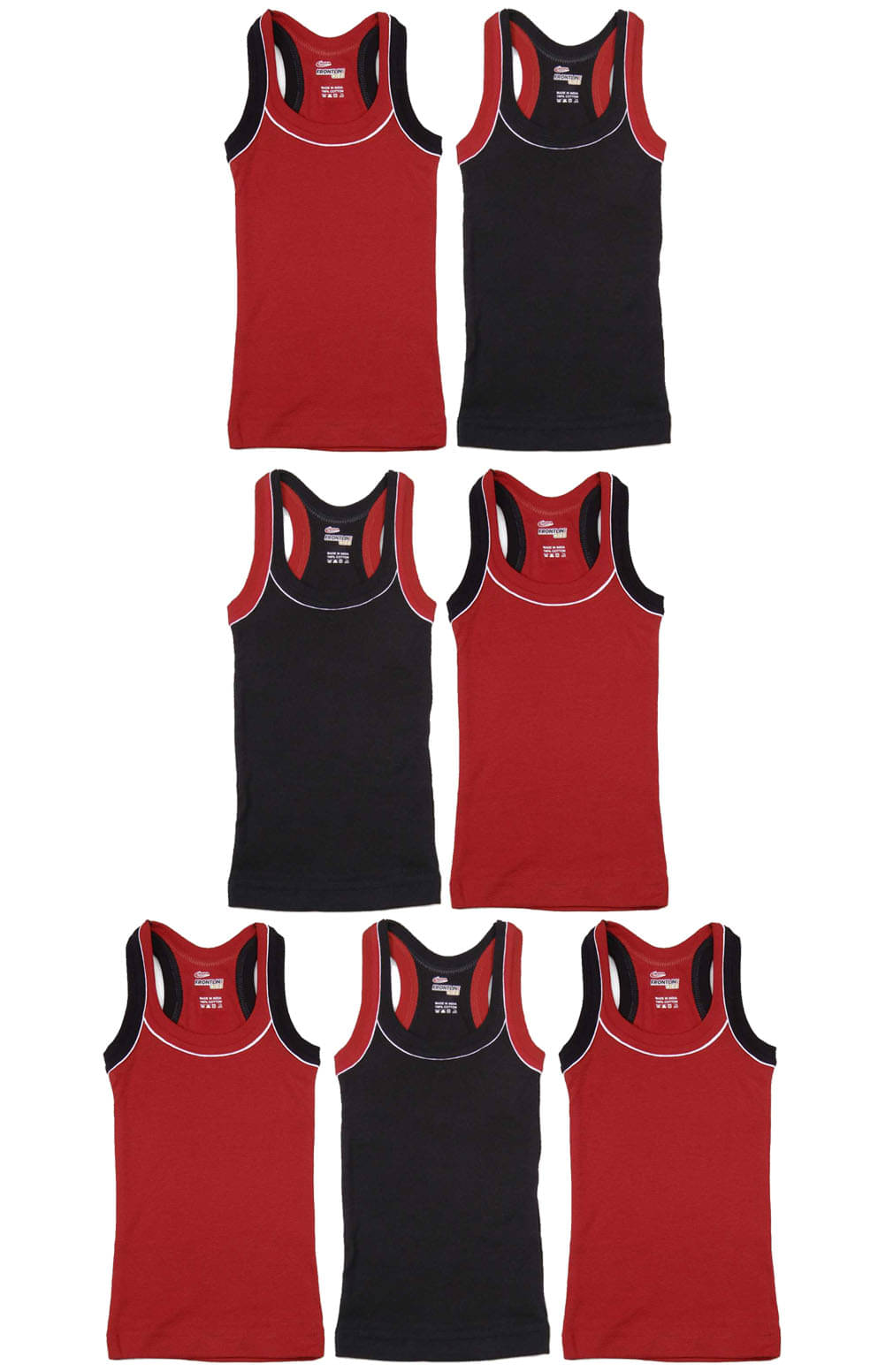 Rupa Frontline Cotton Multicolor Sleeveless Vests for Kids/Boys - Pack of 6 Rupa Frontline Cotton Multicolor Sleeveless Vests for Kids/Boys - Pack of 6