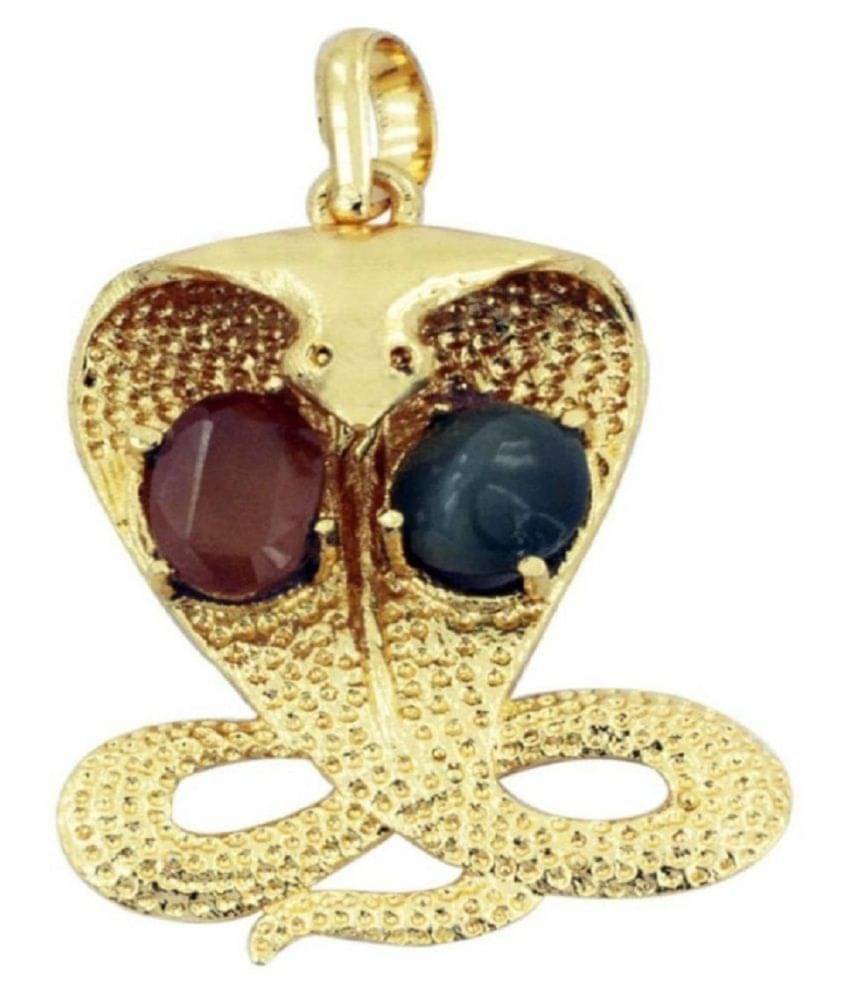ShivaRatna Kaal Sarp Dosh Nivaran Gold-plated Pendent (Original Garnet & Cat's Eye Stone) ShivaRatna Kaal Sarp Dosh Nivaran Gold-plated Pendent (Original Garnet & Cat's Eye Stone)