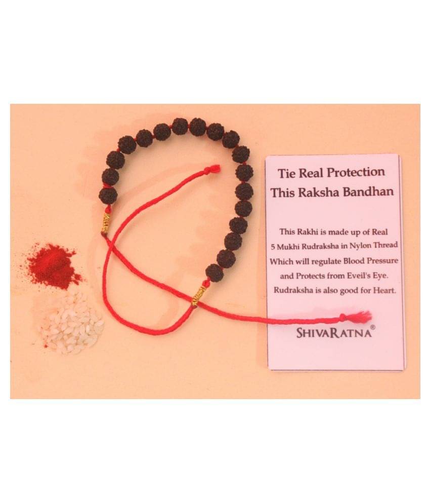     			ShivaRatna Rakhi Made Up of Rudraksha in Nylon Thread (with Roli & Chawal Tilak)