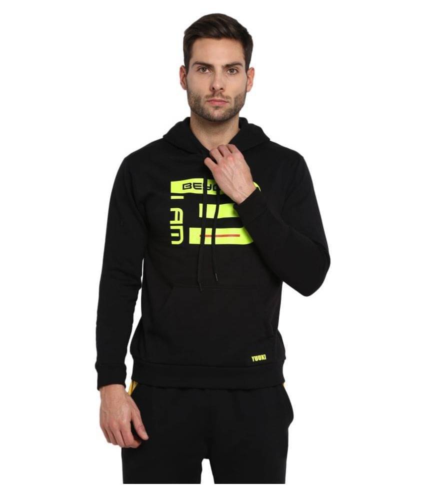     			YUUKI Black Polyester Fleece Sweatshirt
