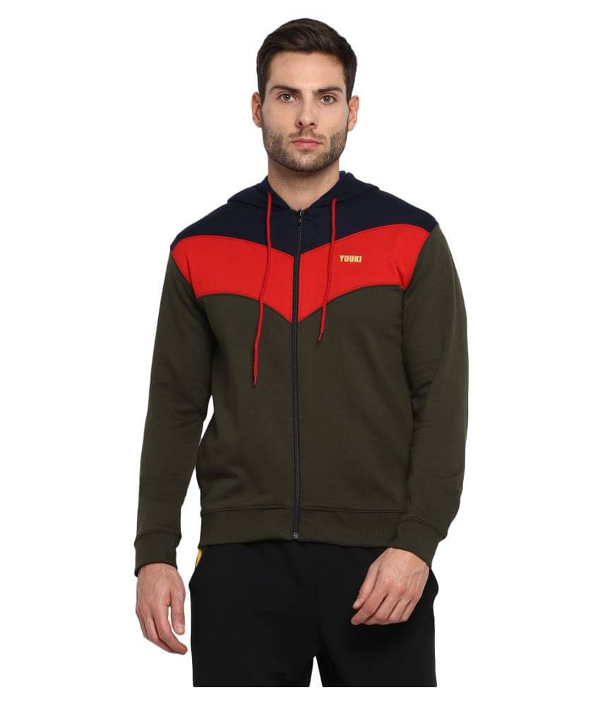 YUUKI Olive Polyester Fleece Sweatshirt YUUKI Olive Polyester Fleece Sweatshirt