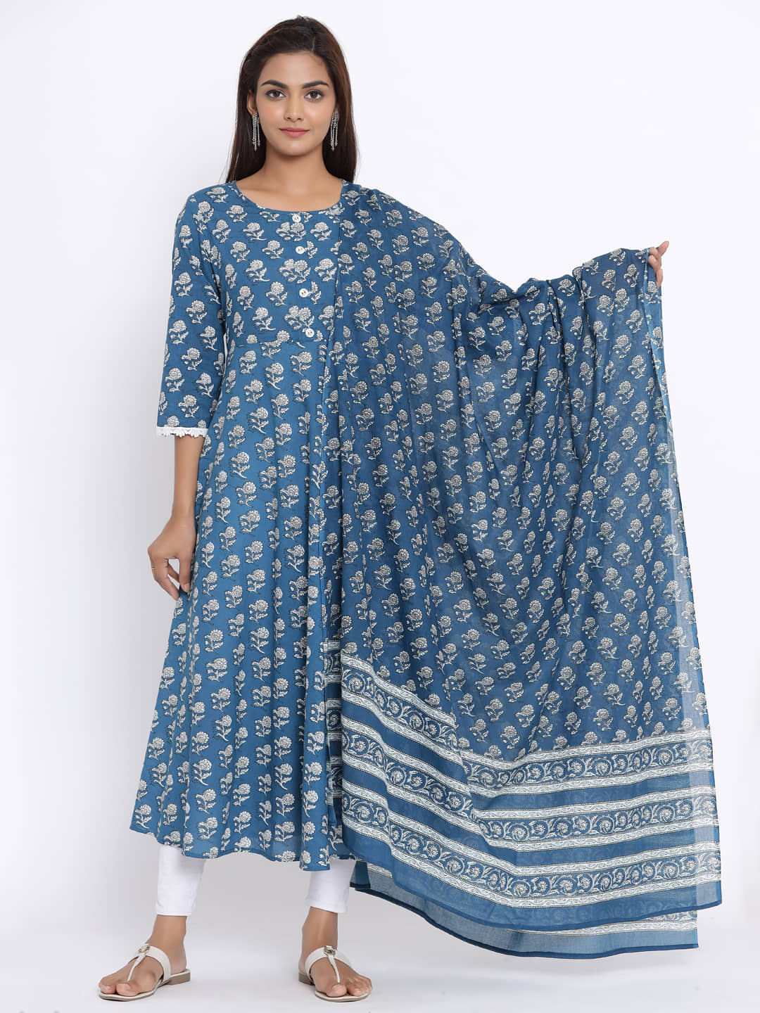 miravan Blue Cotton Anarkali Kurti - Kurtis, Tunics | Buy online on ZillyBuy