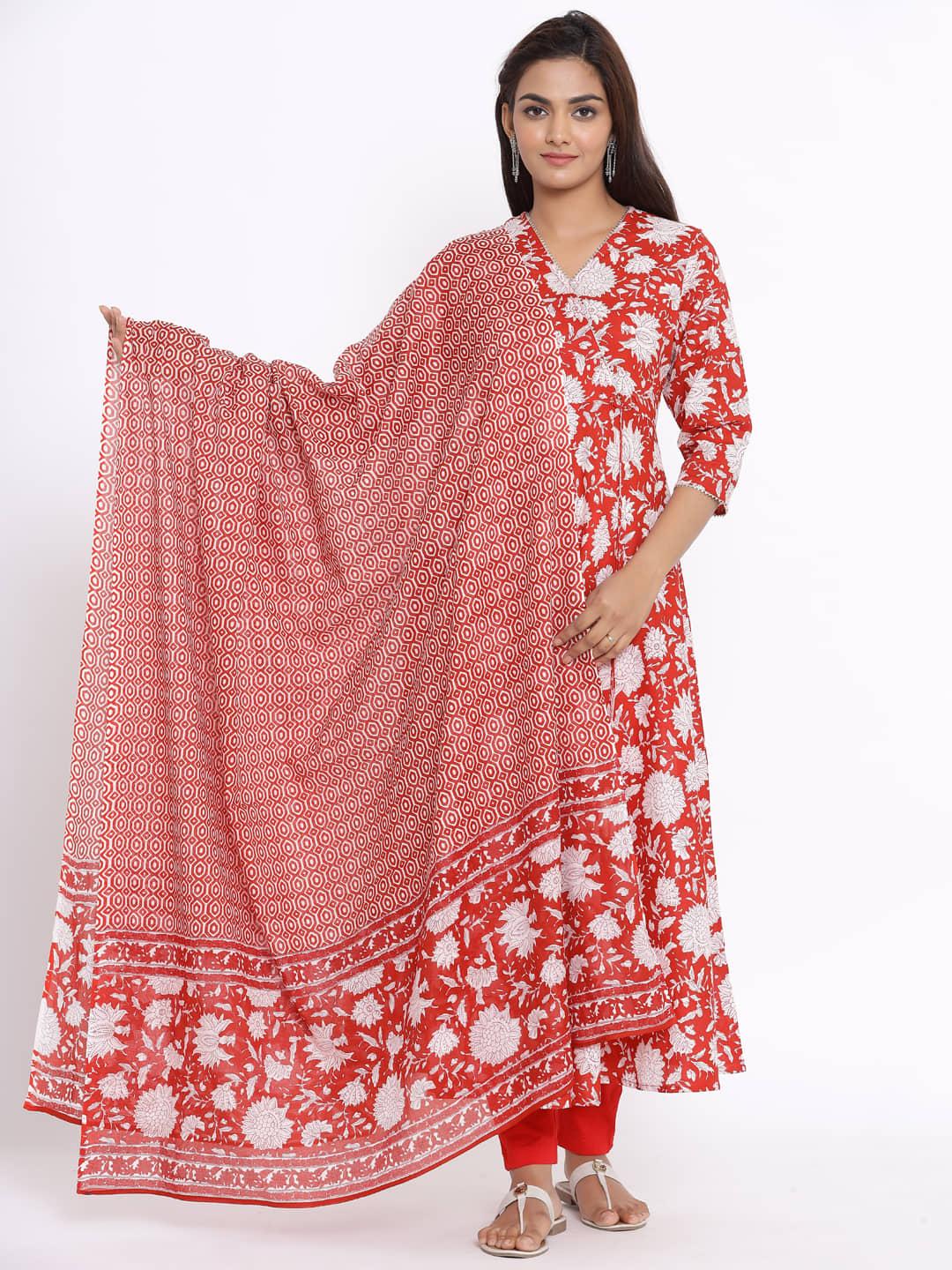 miravan Red Cotton Anarkali Kurti - Kurtis, Tunics | Buy online on ZillyBuy