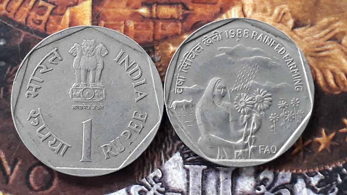     			MANMAI - 1 R (FAO) 1988 Circulating commemorative : FAO - Rainfed Farming Copper-nickel 10 Numismatic Coins