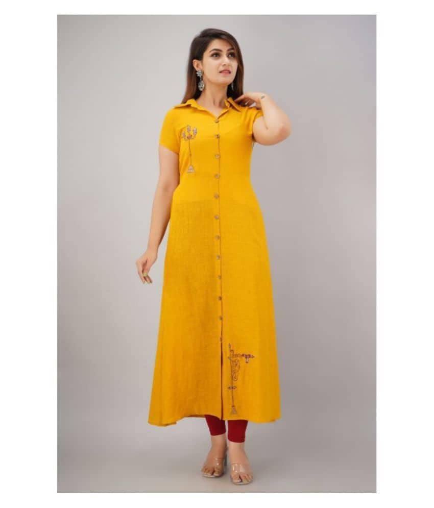SVARCHI Yellow Cotton A-line Kurti - Kurtis, Tunics | Buy online on ZillyBuy