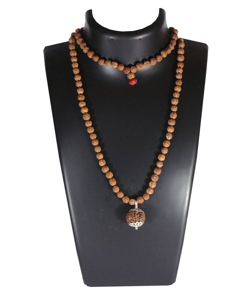 ShivaRatna 3 Mukhi Guru Mani / Bead (5 Mukhi Rudraksha Mala) Silver Cap - Lab Certified ShivaRatna 3 Mukhi Guru Mani / Bead (5 Mukhi Rudraksha Mala) Silver Cap - Lab Certified