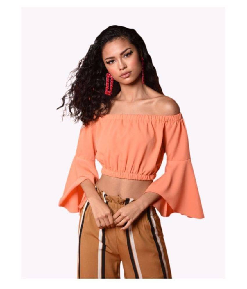    			Chimpaaanzee Women's Polyester Crop Top ( Peach )