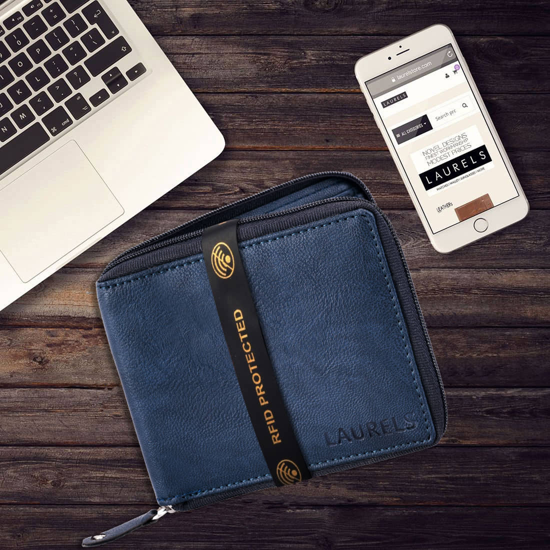 Laurels Faux Leather Blue Fashion Regular Wallet - Handbags | Buy online on ZillyBuy