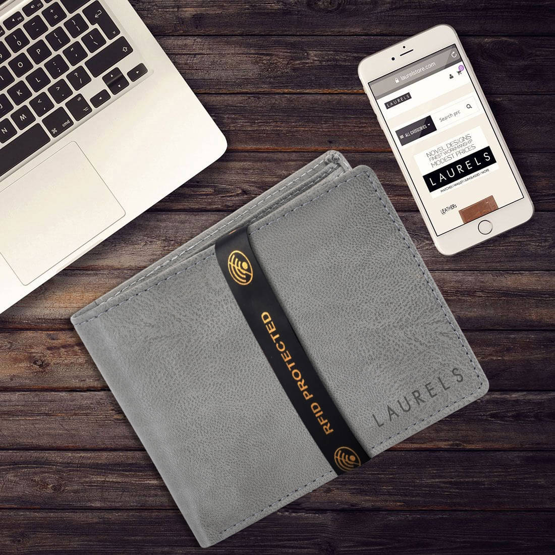     			Laurels Faux Leather Gray Fashion Regular Wallet