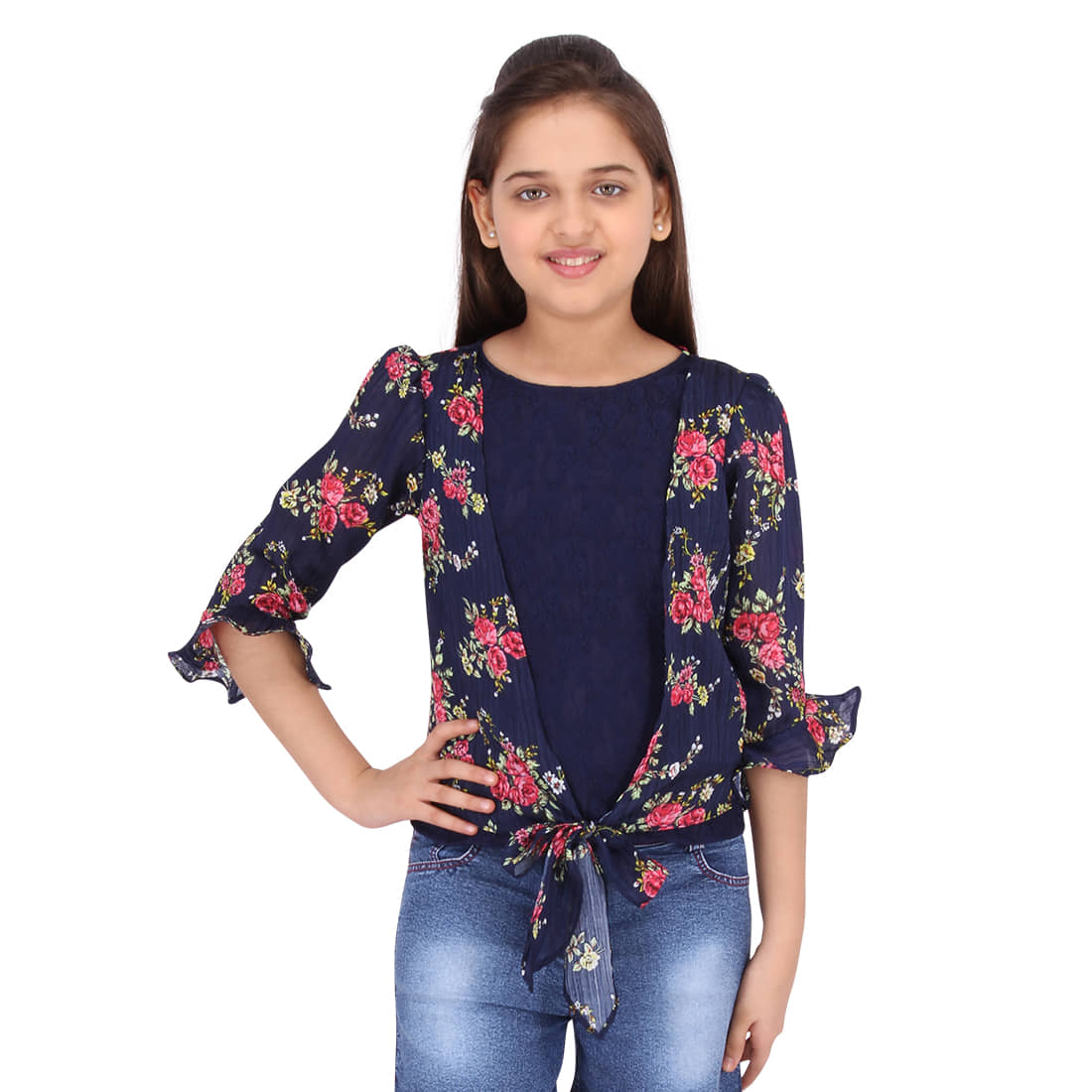 Cutecumber Girls Chiffon Tops ( Navy )
