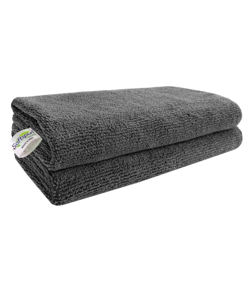 SOFTSPUN Microfiber Cloth - 2 pcs - 40x40 cms - 340 GSM Grey - Thick Lint & Streak-Free Multipurpose Cloths - Automotive Microfibre Towels for Car Bike Cleaning Polishing Washing & Detailing SOFTSPUN Microfiber Cloth - 2 pcs - 40x40 cms - 340 GSM Grey - Thick Lint & Streak-Free Multipurpose Cloths - Automotive Microfibre Towels for Car Bike Cleaning Polishing Washing & Detailing
