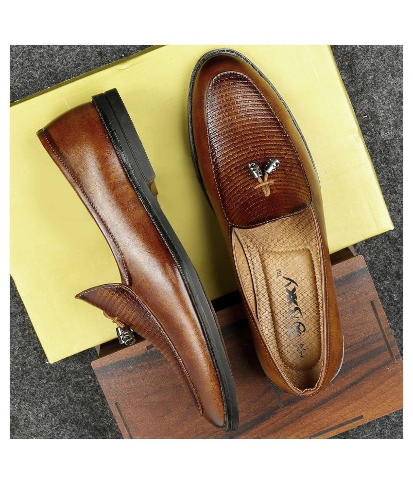     			YUVRATO BAXI Tassel Artificial Leather Tan Formal Shoes