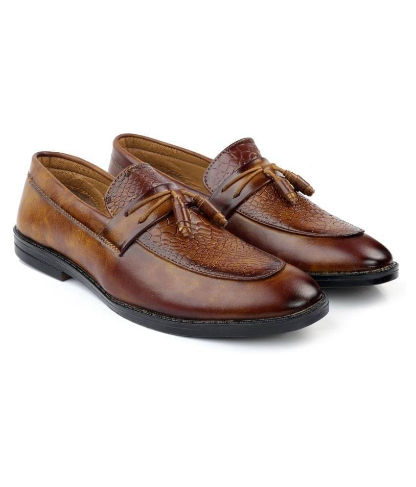     			YUVRATO BAXI Tassel Artificial Leather Tan Formal Shoes