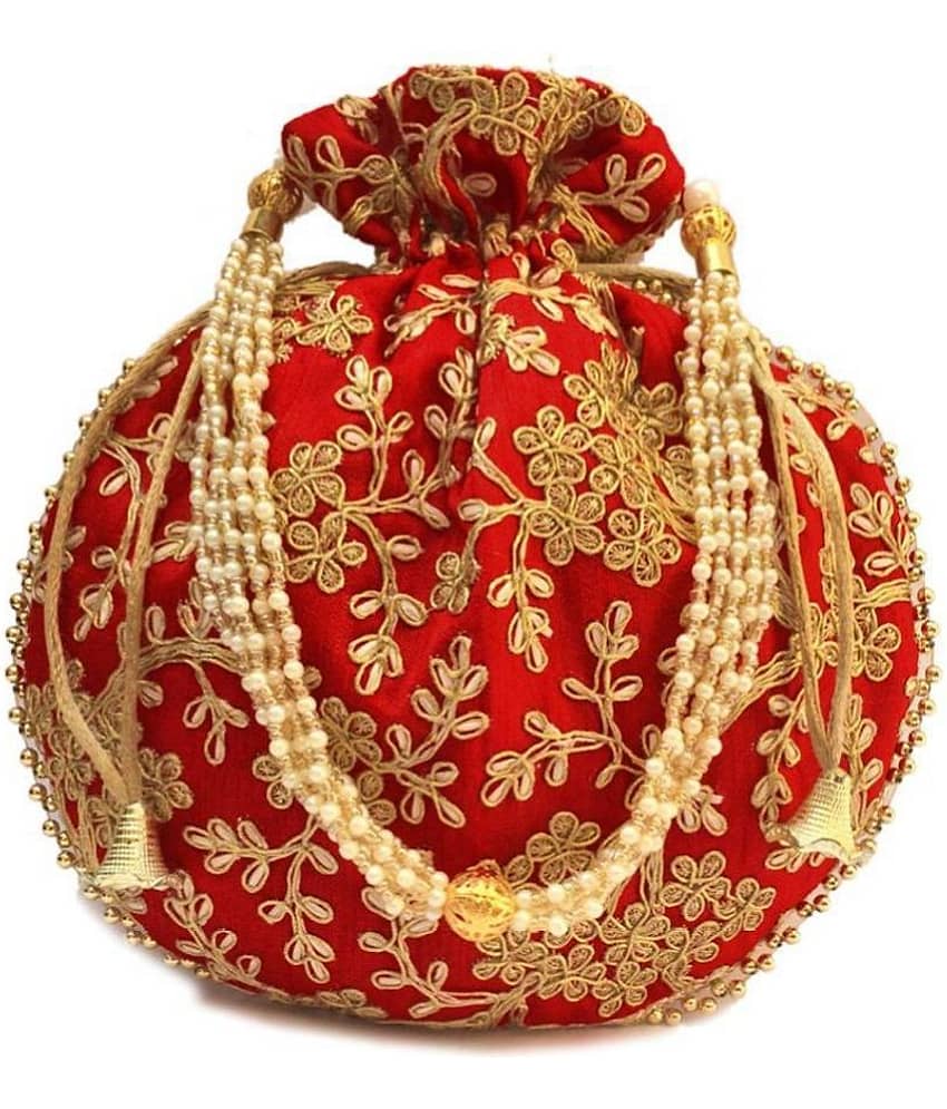 Bulbul Red Silk Potli - Handbags | Buy online on ZillyBuy