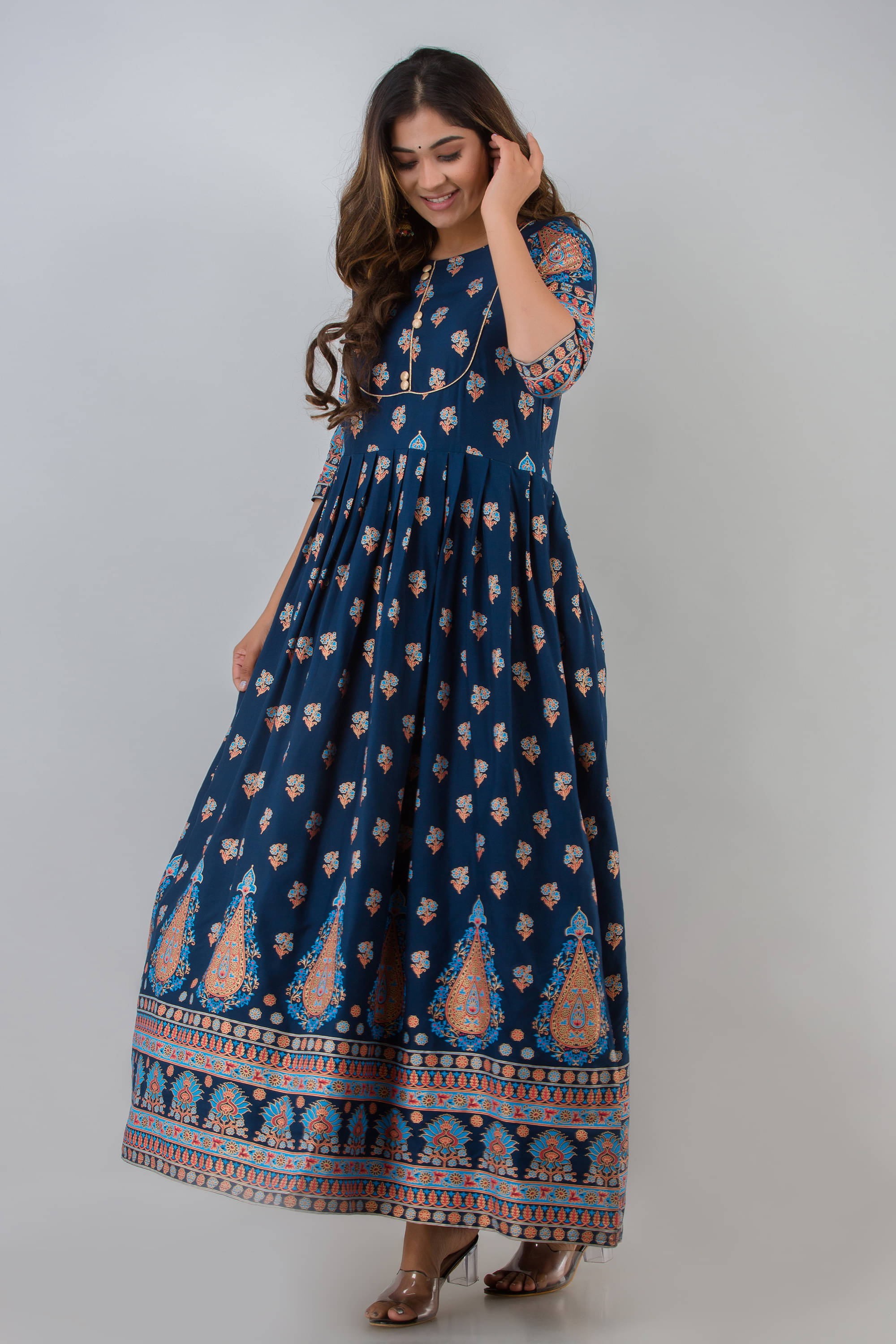     			Lee Moda - Blue Rayon Women's Anarkali Kurti ( Pack of 1 )