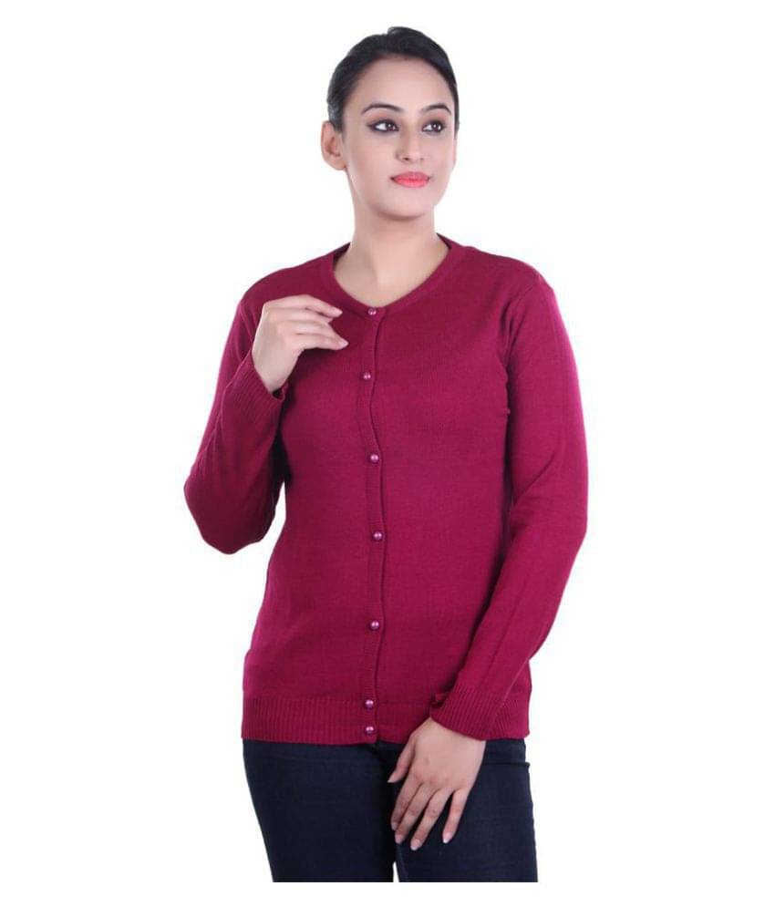     			Ogarti Woollen Maroon Buttoned Cardigans