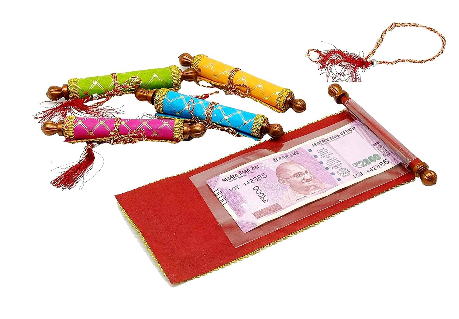     			PRANSUNITA Royal Scroll Roll Design Shagun Money Gift Designer Envelopes for Weddings, Birthdays, Baby Shower, Anniversary, Party- Pack of 5 pcs