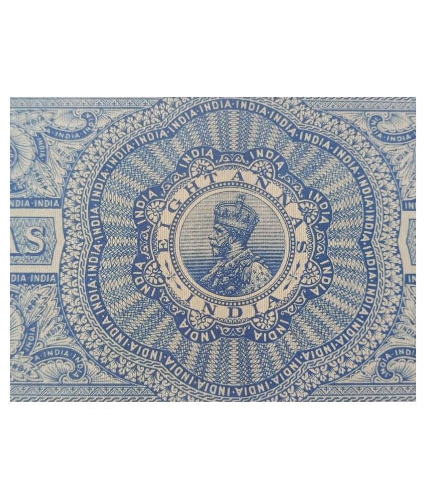     			BRITISH INDIA BURMA - 8 As. - KING GEORGE ( KG V ) - BOND PAPER - REVENUE COURT FEE - BEAUTIFUL WATERMARK
