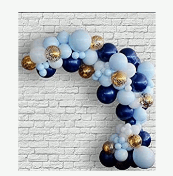     			Blooms Blue - white & Golden Confetti Theme Balloons Combo Pack of 45