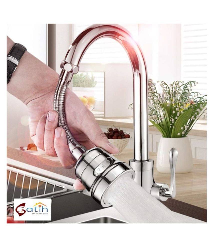     			Gatih 360 Degree Rotating Water-Saving Sprinkler, Faucet Aerator, Adjustable Head Nozzle Splash-Proof Filter Extender Sprayer for Kitchen, Bathroom (Three Mode Long, Faucet Head with Nozzle - C2)