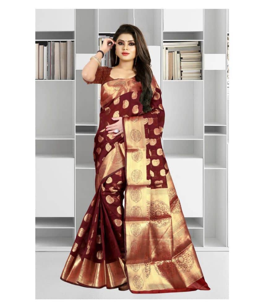 Gazal Fashions Silk Printed Saree With Unstitched Blouse Piece ( Multicolor ) - Sarees | Buy online on ZillyBuy